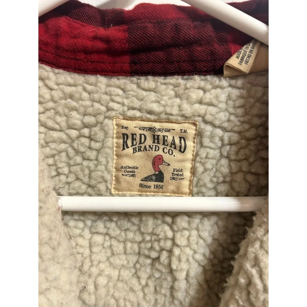 Red Head‎ Men's L Red Black Plaid Sherpa-Lined Flannel Jacket Shacket Outdoors
